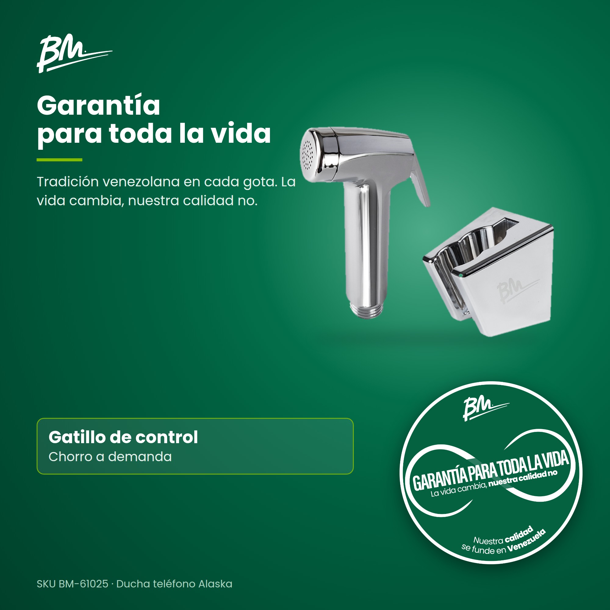 Ducha Teléfono Cromo Alaska BM-61025 para Baño