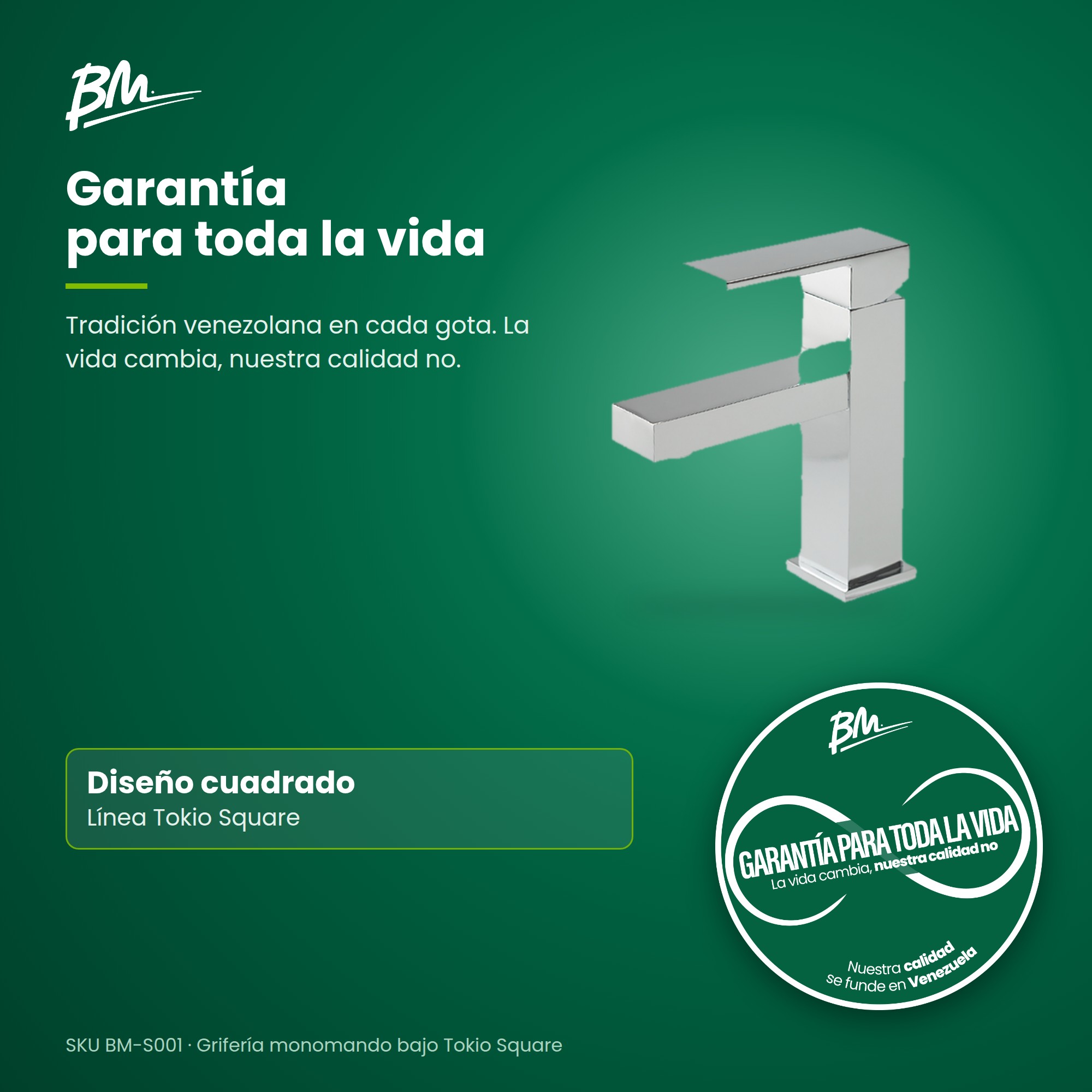 Grifo Monomando Bajo para Lavamanos Tokio Square BM-S001