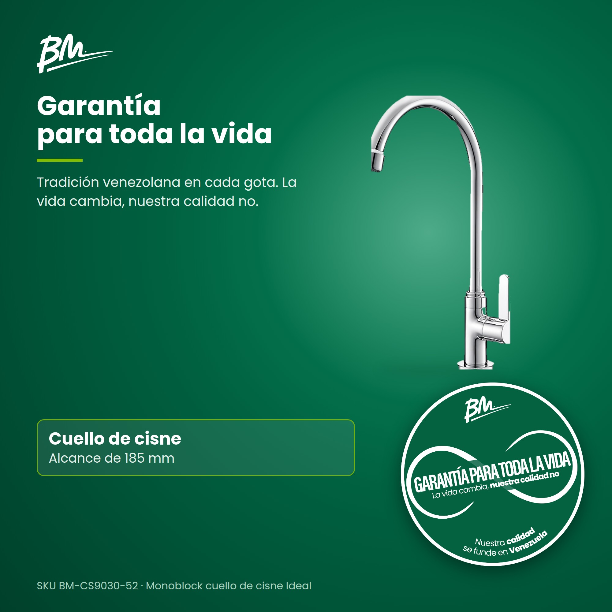 Grifo Monomando Cuello de Cisne para Fregadero BM-CS9030-52