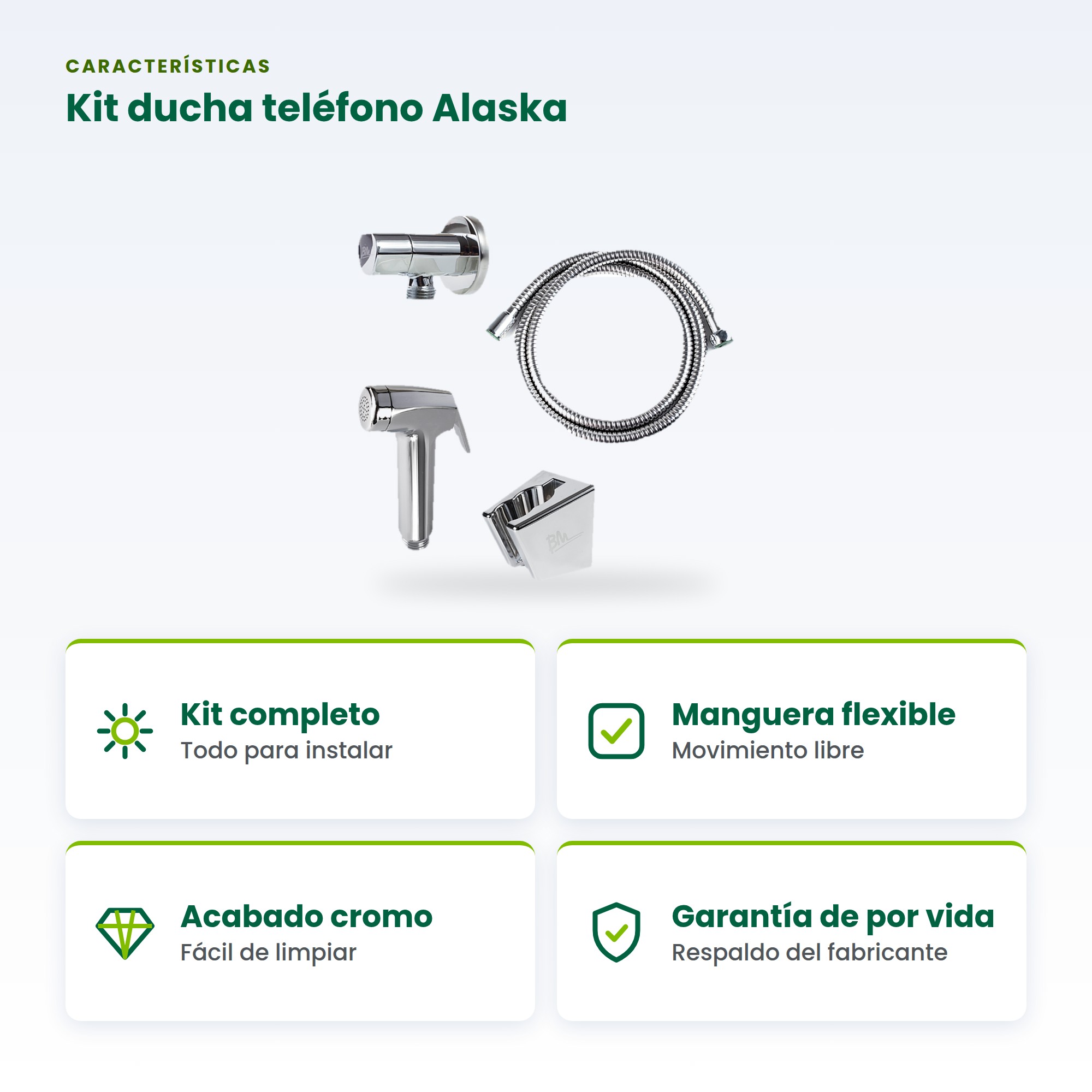 Kit Ducha Teléfono Alaska BM-KIT01 para Baños Domésticos y Comerciales