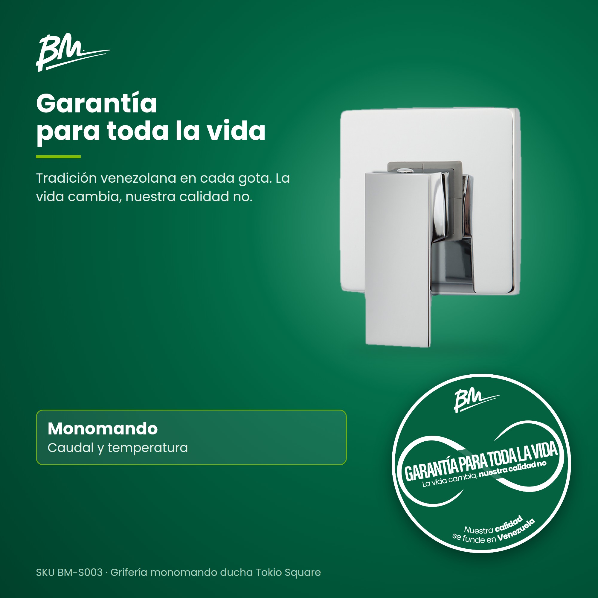 Grifería Monomando Cuadrada Para Ducha Tokio Square BM