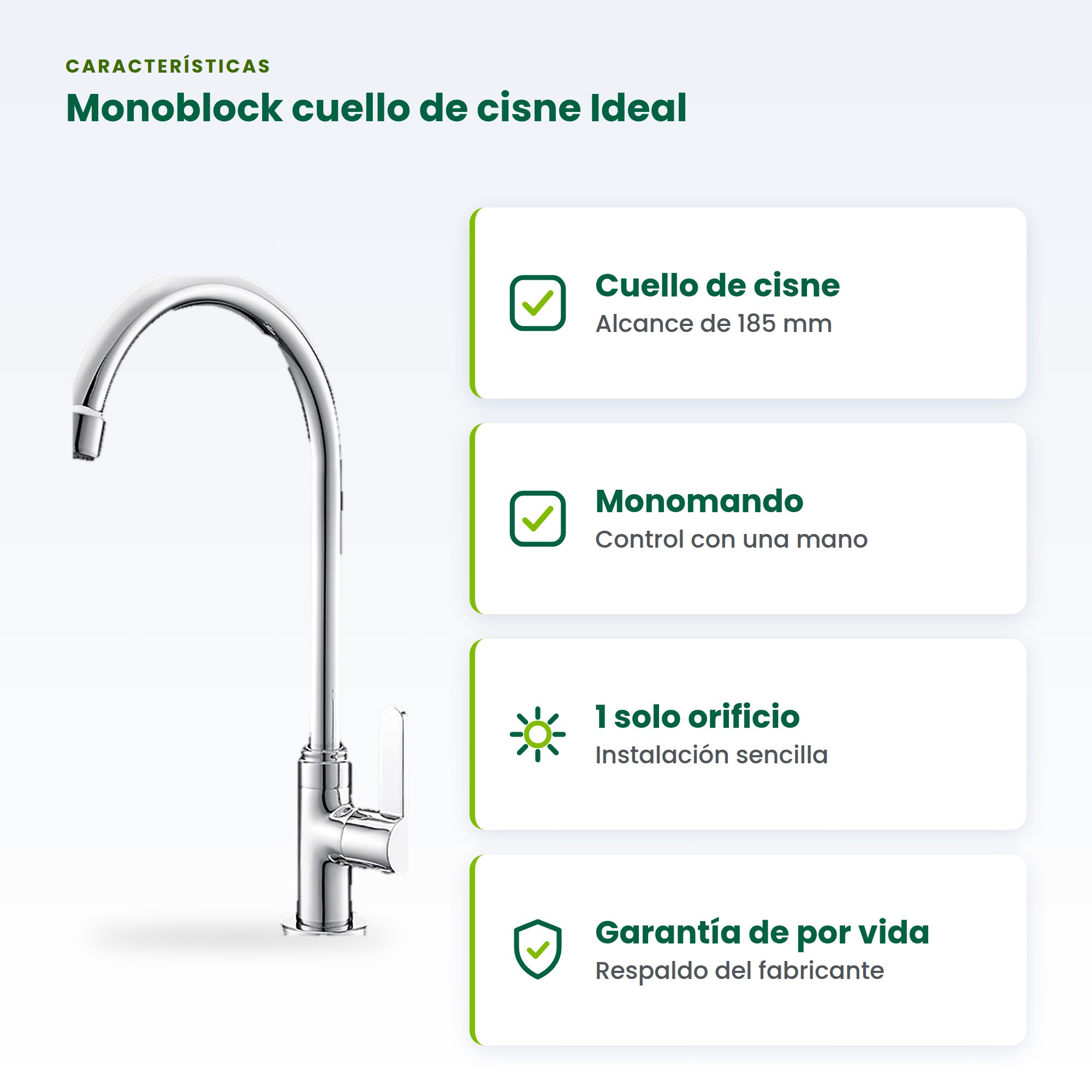 Grifo Monomando Cuello de Cisne para Fregadero BM-CS9030-52
