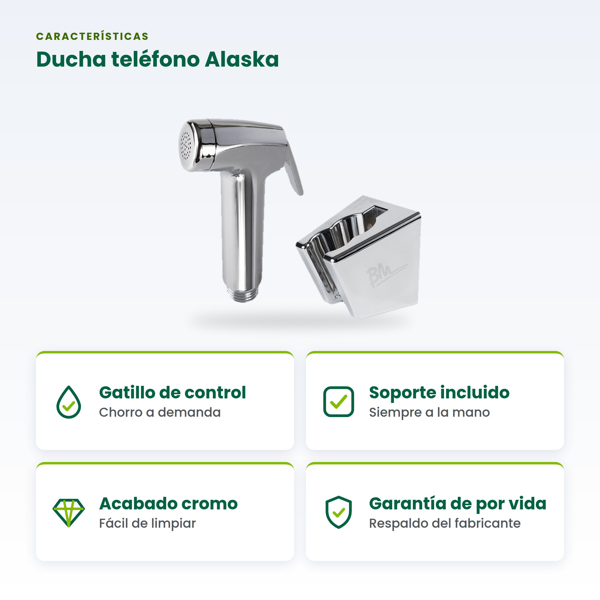 Ducha Teléfono Cromo Alaska BM-61025 para Baño