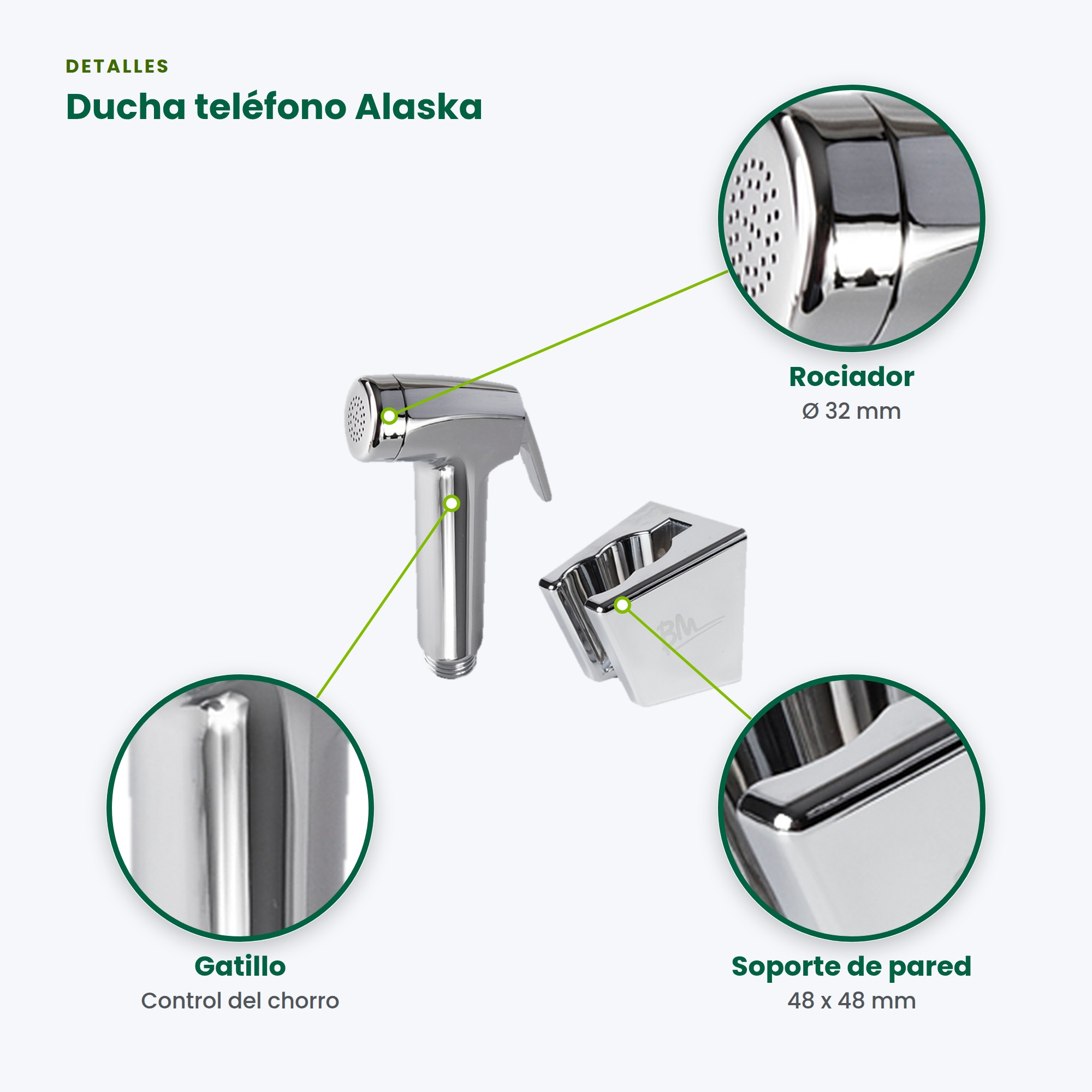 Ducha Teléfono Cromo Alaska BM-61025 para Baño